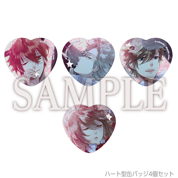 ハート型缶バッジ4個セット